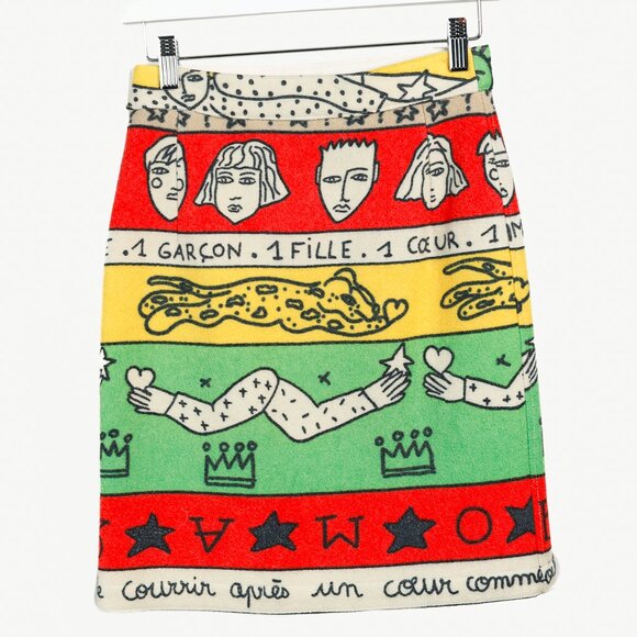 Jean Charles de Castelbajac Colourful Illustrations Wool Skirt - Picture 2 of 8